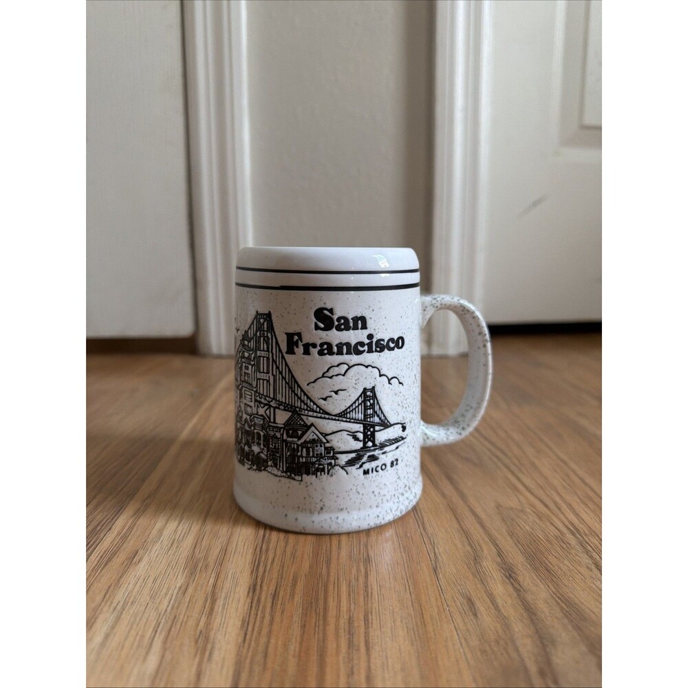 Vintage SAN FRANCISCO Mico 82 Coffee Tea Mug Textured Golden Gate Bridge